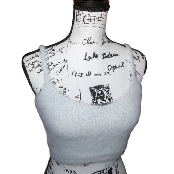 Wild Fable y2k style fuzzy Baby Blue Crop Tank Top small - Picture 3 of 9